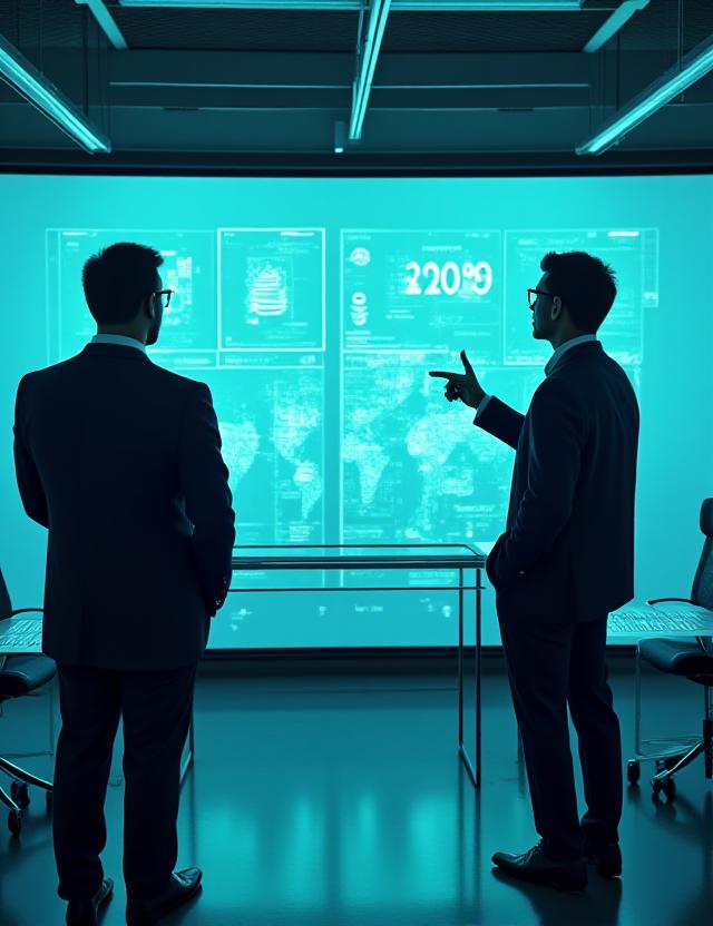 Executive leadership discussing cybersecurity strategy in a modern boardroom